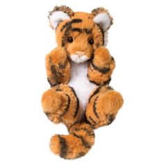 a stuffed animal tiger sitting on its hind legs