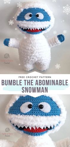 crochet pattern for a stuffed animal that looks like a snowman