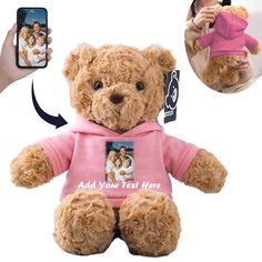 PRICES MAY VARY. 【Personalized Gifts Teddy Bear】 Our Teddy Bear's editable quality allows you to add anything on its T-shirt/ Short sleeve/ Hoodie, a name, a school logo, or your favorite photo. With bright eyes, a sweet embroidered nose and removable clothes, the lifelike teddy bear plush can offer great comfort and companionship, which is unique personalized gifts for friends/ family/ Graduates. Click "Customize Now" and upload your customized information, A personalized gift for him/ her will Teddy Bears Valentines, Personalised Teddy Bears, Personalised Gifts For Friends, Stuffed Bear, Christmas Teddy Bear, Gifts For My Girlfriend, Gifts For Girlfriend, Teddy Bear Stuffed Animal, Cute Christmas Gifts