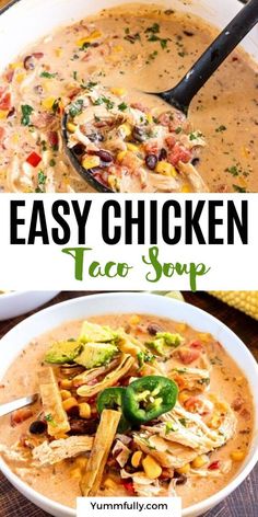 this easy chicken taco soup is the perfect way to use up leftover mexican food