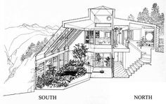 this is an artist's rendering of the exterior of a house with stairs leading up to it