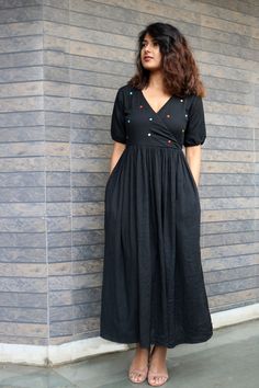 Black Maxi Dress Maxi Dress for Women Sundress Bohemian - Etsy UK Cotton Maxi Dress Designs, Womens Cotton Dress Pattern, Black Dress Simple Design, Cotton Gown For Women, One Piece Cotton Dress For Women, New Simple Dress Design, One Piece Designs For Women, Simple Cotton Dress Pattern Indian, Modern Frocks For Women