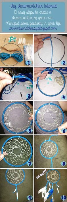 how to make a dream catcher out of yarn and cotton thread - step by step instructions