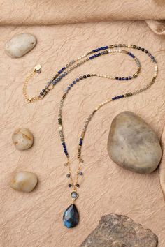 Discover the vibrant and stunning colors of the Blue Moon Collection in this eclectic necklace! Gold Filled (Lead & Nickel Free) Lapis Lazuli, Pyrite, Sodalite, Labradorite, Mother Of Pearl, Abalone 30.5-32.5" adjustable length, with gold filled lobster claw clasp We hand select our natural materials, thus there may be slight variations in color and/or size that will not detract from the overall aesthetic. Our unique handcrafted designer jewelry for women is made in America, each design created Lapis Beaded Necklace, Eclectic Necklace, Floyd Va, Patina Jewelry, The Blue Moon, Abalone Jewelry, Silver Gold Necklace, Silver Gold Earrings, Jewelry Diy Ideas