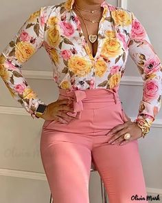 Ladies Trouser Suits, Trousers Casual, Shirt Pant Set, Floral Print Shirt, Floral Pants, Trouser Suits, Shirt And Pants, Floral Printed, Womens Fashion Casual