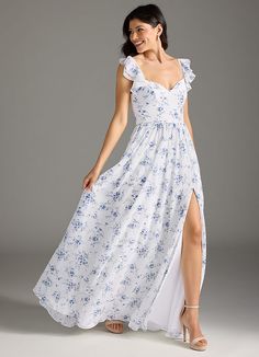 AZAZIE NALIN - Bridesmaid Dresses Floral Bridesmaid Dress, Ball Ideas, Floral Bridesmaid Dresses, Print Chiffon Dress, Blue Cottage, Floral Bridesmaid, Chiffon Bridesmaid Dresses, Chiffon Bridesmaid, Blue Vintage