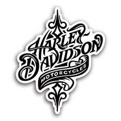 a sticker with the words harley davidson on it