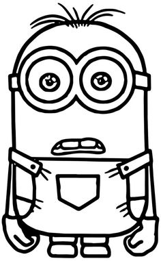 a black and white drawing of a minion with eyes on it's chest