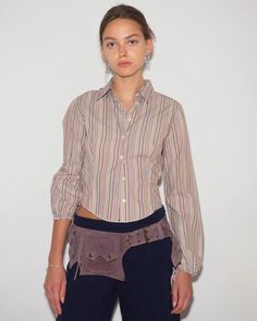 ANEW / ANEW STUDIO · Online Concept Boutique – Curated Vintage Fashion & Objects + Independent Sustainable In-house Brand · Designer & Archive Secondhand Shop · Deadstock Upcycled Designs · Follow us on Instagram for updates. Puffy Sleeves, By Max, Early 2000s, Striped Blouse, Hip Length