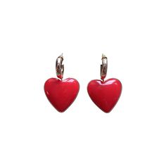 Superb pair of big red heart chandelier earrings Gold color setting Very retro and cool  About 26 g 5. 2 cm Microfiber cloth wipe