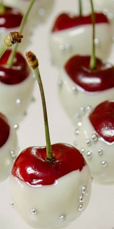 small cherries with water droplets on them