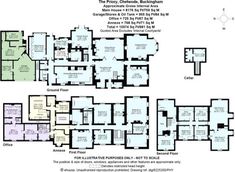 the floor plan for an apartment building with three floors and four bedroom apartments on each level