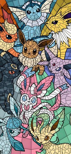 an image of many different colored pokemons