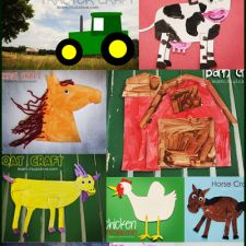 several pictures of farm animals and farm crafts