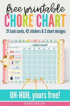 the free printable chore chart for kids to use on their own school desk