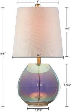 an image of a table lamp with measurements