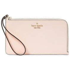 Elevate your everyday style with the Kate Spade New York Women's Lucy Saffiano Leather Medium L-Zip Wristlet. Crafted from durable Saffiano PVC, this wristlet offers practicality and understated elegance. The top zip closure ensures secure storage for your essentials, while the sleek design and two-way script logo lining add a touch of sophistication. With its compact size and convenient wristlet strap, it's perfect for on-the-go organization. Size: 4.6" H x 8" L x 0.25" D.  Color: Beige.  Gende Wishlist 2024, Logo Line, Kate Spade Wallet, Script Logo, Wristlet Wallet, Understated Elegance, Christmas Wishlist, Conch, Everyday Style