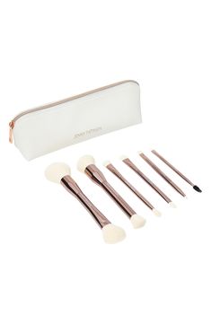 What it is: A set of six dual-ended makeup brushes made with recycled plastic bristles and recycled aluminum handles.What it does:  Made with 2.5 times as many bristles as conventional brushes and ergonomically weighted handles, they give a fast, easy and thoroughly blended application with very little effort. Made in glamorous rose gold and white, this soft and functional set of 6 dual-ended brushes proves that you don't have to sacrifice luxury or performance to be earth-aware.Set includes:- C Eye Details, It Cosmetics Brushes, Makeup Brush Set, Recycled Plastic, Brush Set, Makeup Brushes, Nordstrom, Rose Gold, Makeup