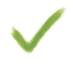 a green tick mark on a white background with the word'v'written below it