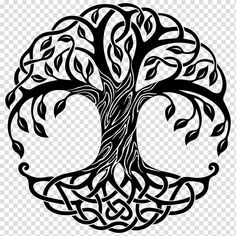 the tree of life symbol is shown in black and white, with leaves on it