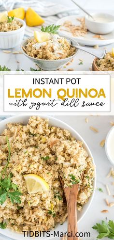 instant pot lemon quinoa with yogurt bell sauce