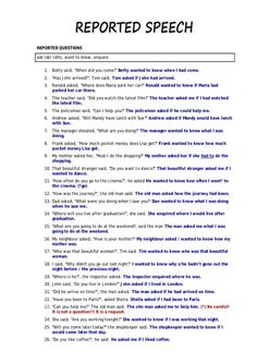 a screen shot of a text description with the words'reported speech'in red