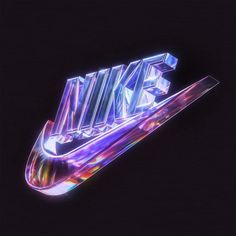 the nike logo is made up of neon lights