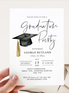 Modern Minimalist Photo Graduation Party Invitation Invitation For Graduation Party, Invitation Card Graduation, Minimalist Graduation Party, Graduation Party Invites, Graduation Invitation Design, Grad Party Theme, Graduation Invitation Cards, Graduation Invitation Ideas, Party Invitations Templates