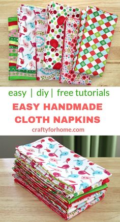 the instructions to make easy diy cloth napkins for christmas or new year's eve