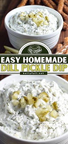 Dill Pickle Dip, game day, tailgate food Aperitif, Easy Dill Pickle Dip, Easy Pickle Dip, Football Game Day Recipes, Pickle Dip Pinwheels, Dips And Appetizers For Parties Cold, Cold Tailgate Dips, Football Day Snacks, Dips Recipes For Parties