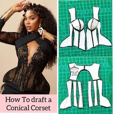 Conical Corset, Sew Corset, Corset Diy, Stylish Sewing Patterns, Bustier Pattern, Fashion Design Classes, African Print Shirt