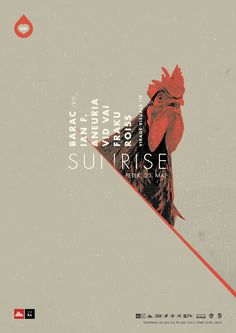 a rooster is standing on top of a snowboard with the words sunrise above it