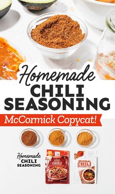 the homemade chili seasoning recipe is shown in this ad for mccormick's copycat