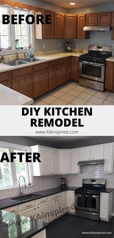 before and after pictures of a kitchen remodel