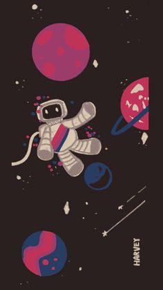 an astronaut floating in space next to planets