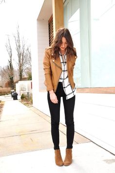 Elegante Casual, Mode Casual, Black Women Fashion, Brown Jacket, Brown Leather Jacket, Mode Inspo, 가을 패션, Fall Style, Casual Street Style