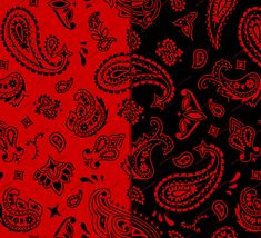 red and black paisley patterns are shown in two different colors