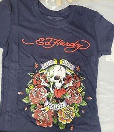 Top Seller for NEW Ed Hardy Love Dies Hard Womens Fitted Tshirt Navy- Sz XL, Women's Top Ed Hardy Shirt, Fitted Tshirt, Bad Habit, Workout Tshirts, Ed Hardy, Top Seller, Fall Winter Outfits, Fashion Tops