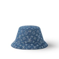 LOUIS VUITTON® - Monogram Essential Bucket Hat - Blue Louis Vuitton Bucket Hat, Y2k Hats, Louis Vuitton Hat, Trendy Shoes Sneakers, Fashion Cap, Designer Hats, Monogram Pattern, Louis Vuitton Official, Shoes Collection