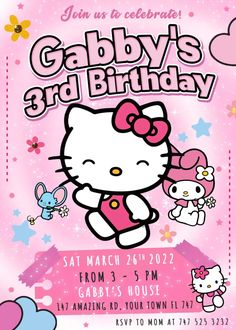 a hello kitty birthday party flyer