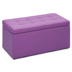 a purple storage box sitting on top of a white floor