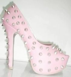 Masc Fashion, Odd Things, Ugly Shoes, Pink Studs, Weird Fashion, Everything Pink, Pink Heels, Girl Stuff