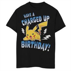 He'll love the look and feel of this Boys Pokemon Pikachu Have a Charged-Up Birthday Graphic Tee. He'll love the look and feel of this Boys Pokemon Pikachu Have a Charged-Up Birthday Graphic Tee. FEATURES Crewneck Short SleevesFABRIC & CARE Cotton Machine wash Imported Size: 4. Color: Black. Gender: male. Age Group: kids. Husky Black, Birthday Graphic, 20 Birthday, Shoes Guide, Cool Boys, Pokemon Birthday, Pokemon Pikachu, Birthday Tee, Boy Tees