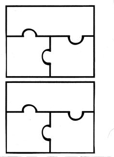 three puzzle pieces are shown in black and white