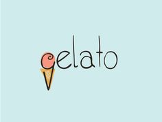 an ice cream cone with the word elato written in it