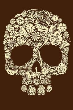 a skull with flowers on it