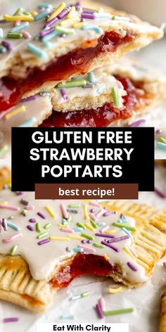 gluten free strawberry pop tarts with white frosting and sprinkles