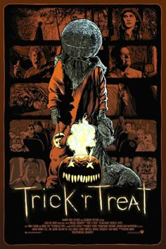 a movie poster for trick'n treat with an image of a man holding a pumpkin