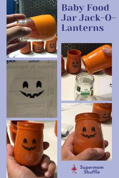 baby food jar jack - o'lanterns made from pumpkins