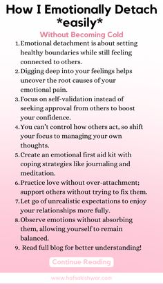 Emotional detachment doesn’t mean you don’t care—it means you know how to protect your heart. Get practical tips on how to emotionally detach in a healthy way and stay connected to those you love. It’s all about balance and self-love! #HowToDetach #HealthyDetachment #MentalWellbeing Detaching Emotionally, How To Detach Emotionally, How To Detach, Detach Emotionally, How To Control Emotions, Emotional Detachment, Losing Yourself, Feeling Let Down, Protect Your Heart